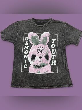 Dolls Kill Demonic Youth Bunny Tee oversized Shirt